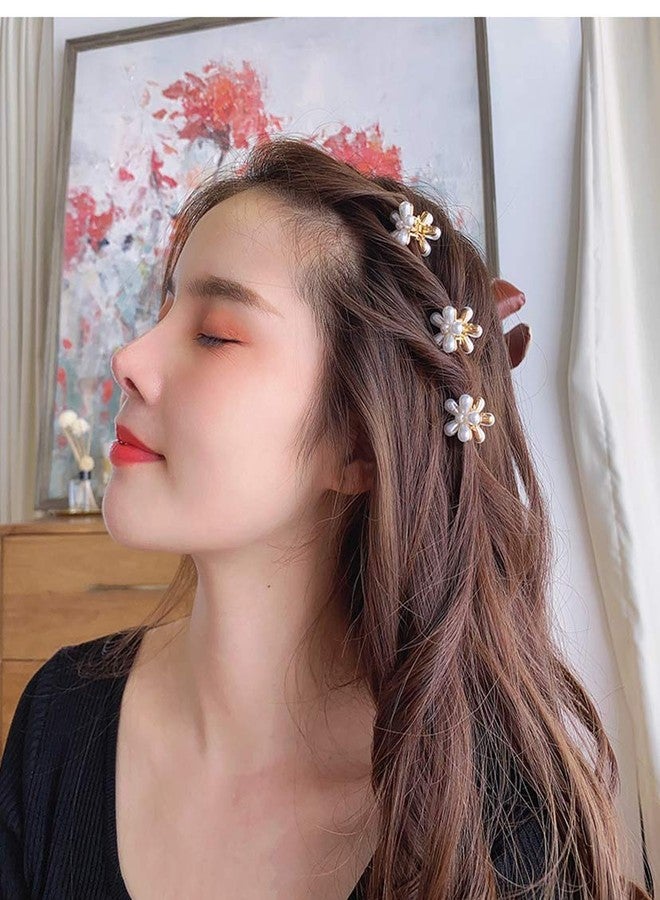 Toolzeen Mini Pearl Hair Barrettes for Women Girls, 10pcs Sweet Artificial Pearl Hair Clips, Flower Pins Clips for Party Wedding Daily - Image 4